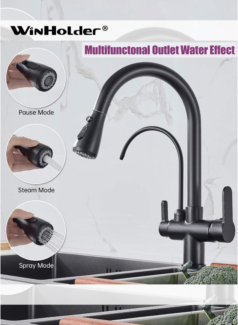 WinHolder 3 in 1 Pull-Out Kitchen Faucet, Kitchen Pull-Out Hot Cold and Pure Direct Drinking Faucet, Washbasin Sink Sink Faucet - Image 3